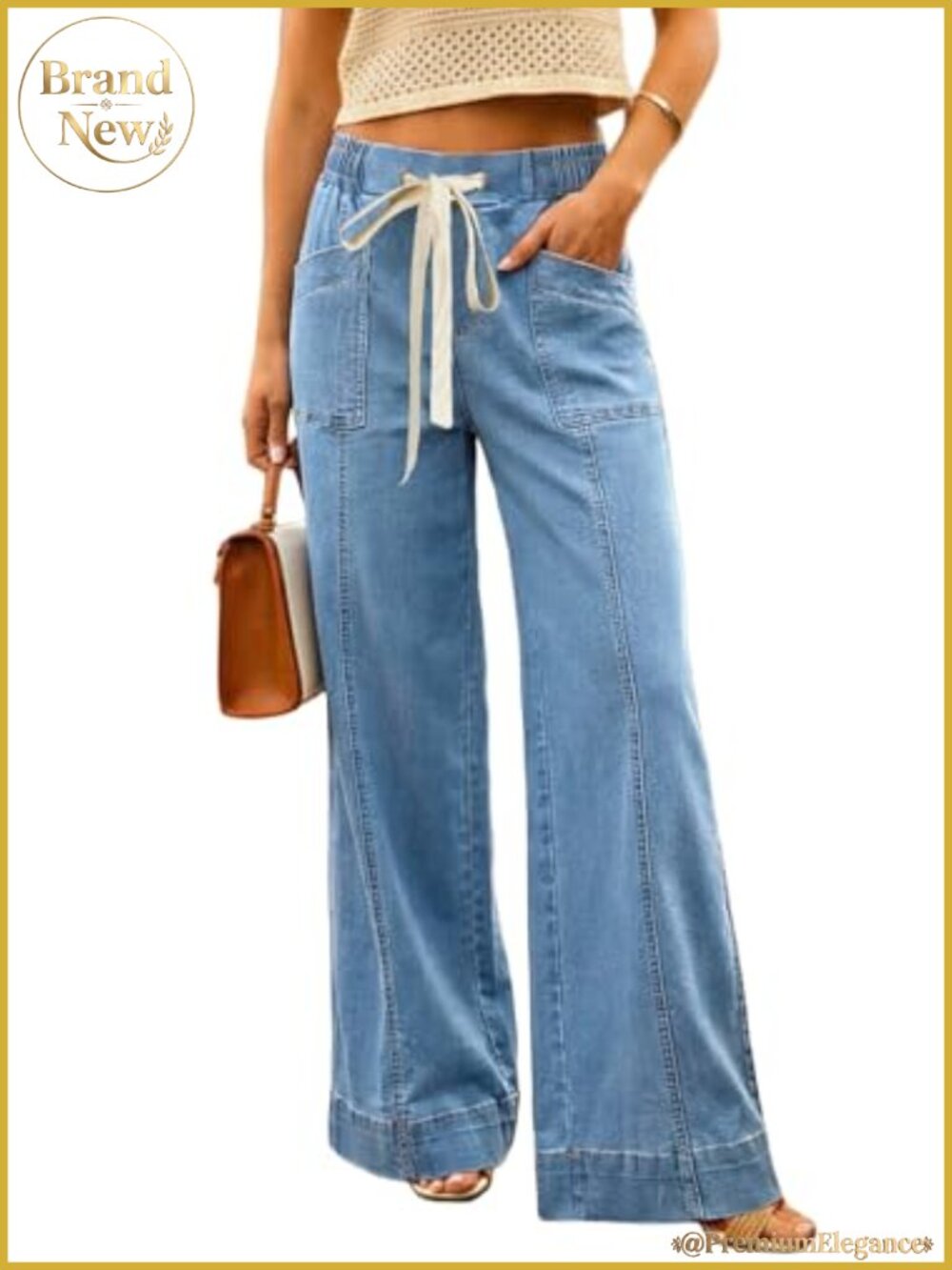 High Waisted Wide Leg Jeans Tummy Control Stretchy Vintage Denim Baggy Pants